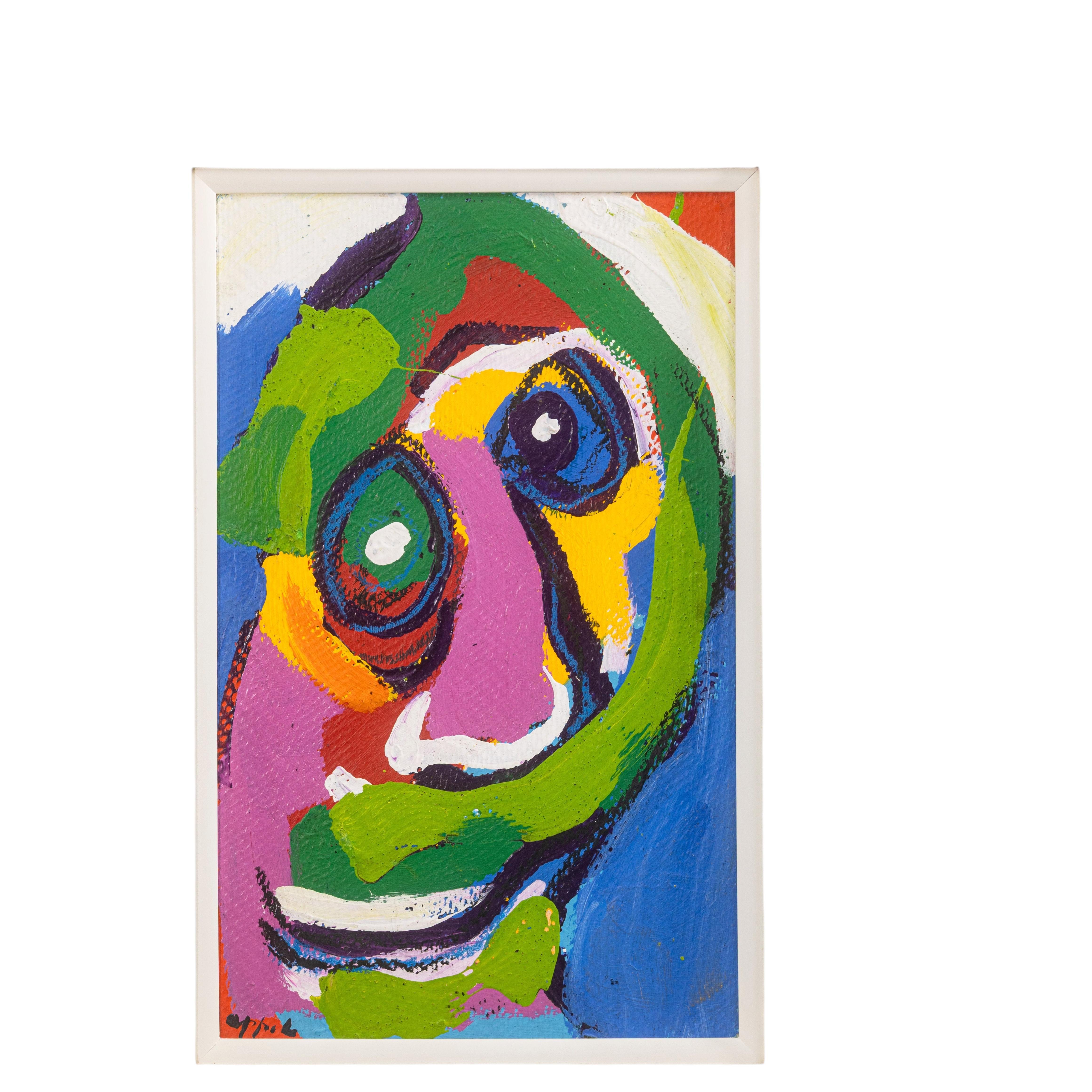 Karel Appel, Tete 1968 Signed Original Acrylic on Board CoBrA Art Movement