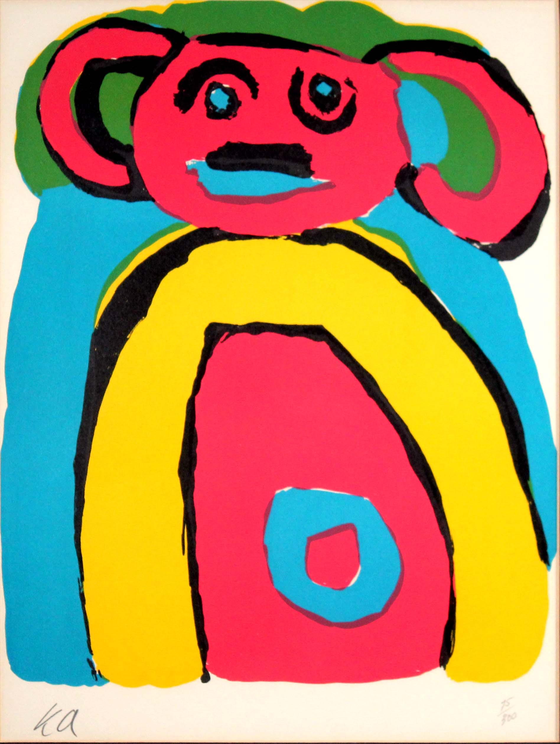 A whimsical and bright color lithograph titled 