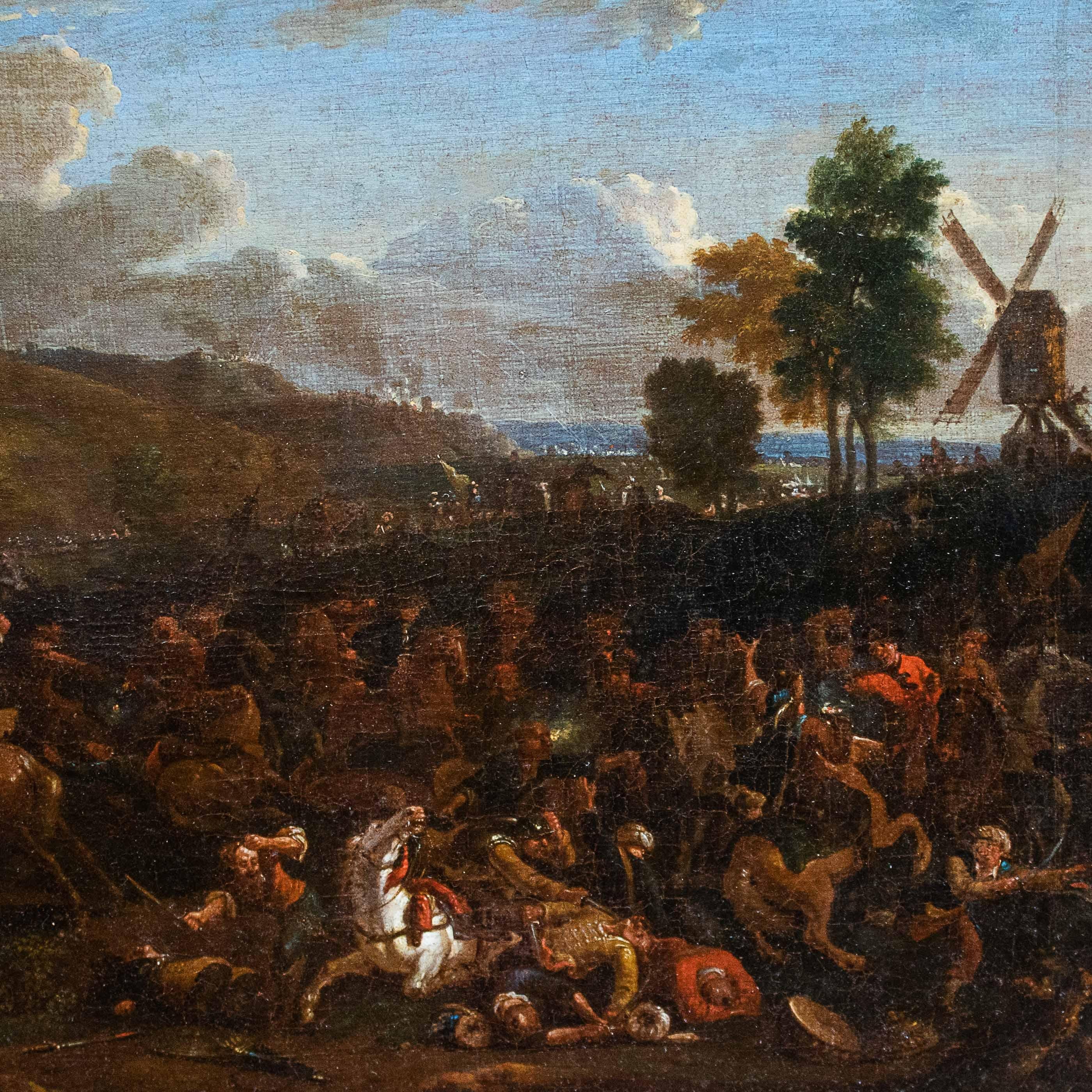 Battle scene Oil painting on canvas Attributed to Karel Breydel For Sale 10