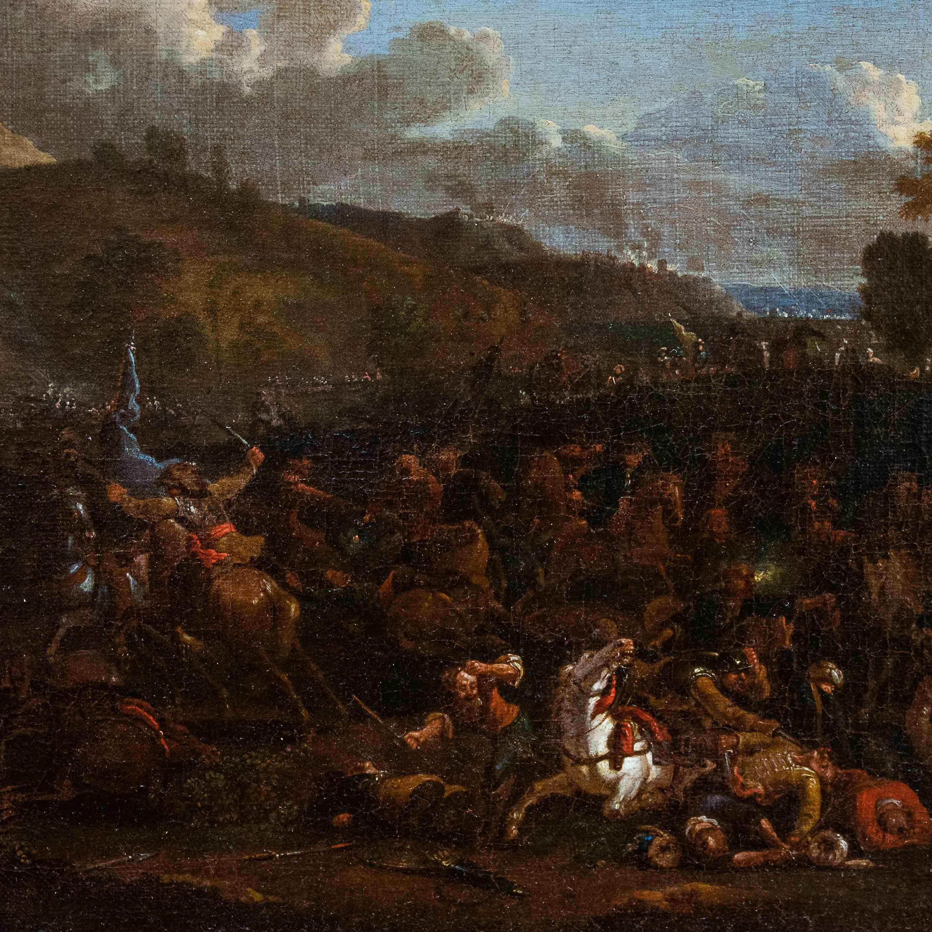 Battle scene Oil painting on canvas Attributed to Karel Breydel For Sale 2