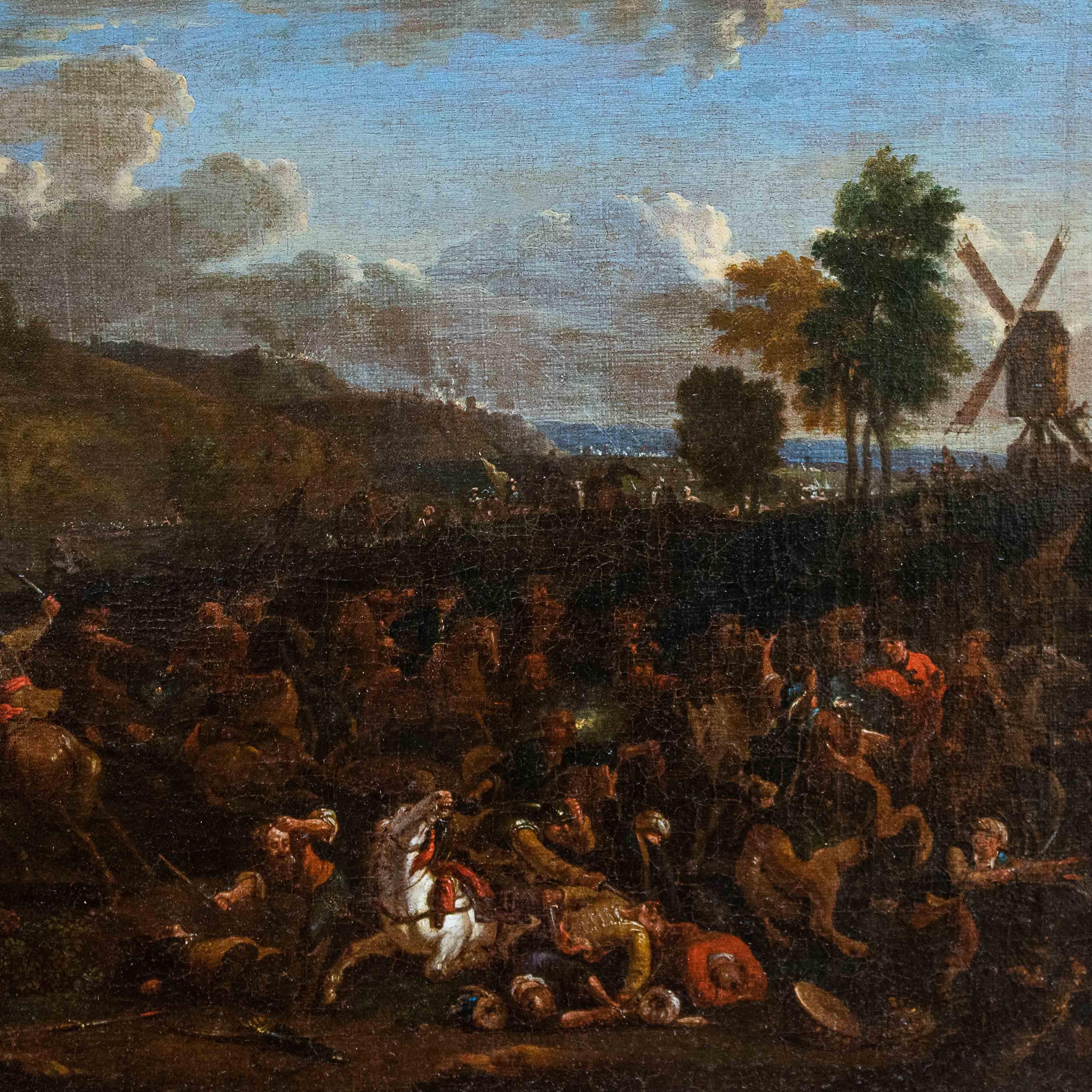 Battle scene Oil painting on canvas Attributed to Karel Breydel For Sale 5