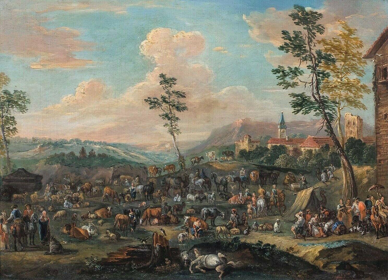 The Livestock Market, 17e siècle - Painting de Karel Breydel