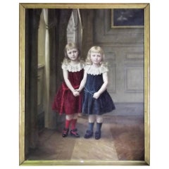 Antique Karel De Kesel Romantic Belgium Oil Pictures on Canvas with Frame, 1890