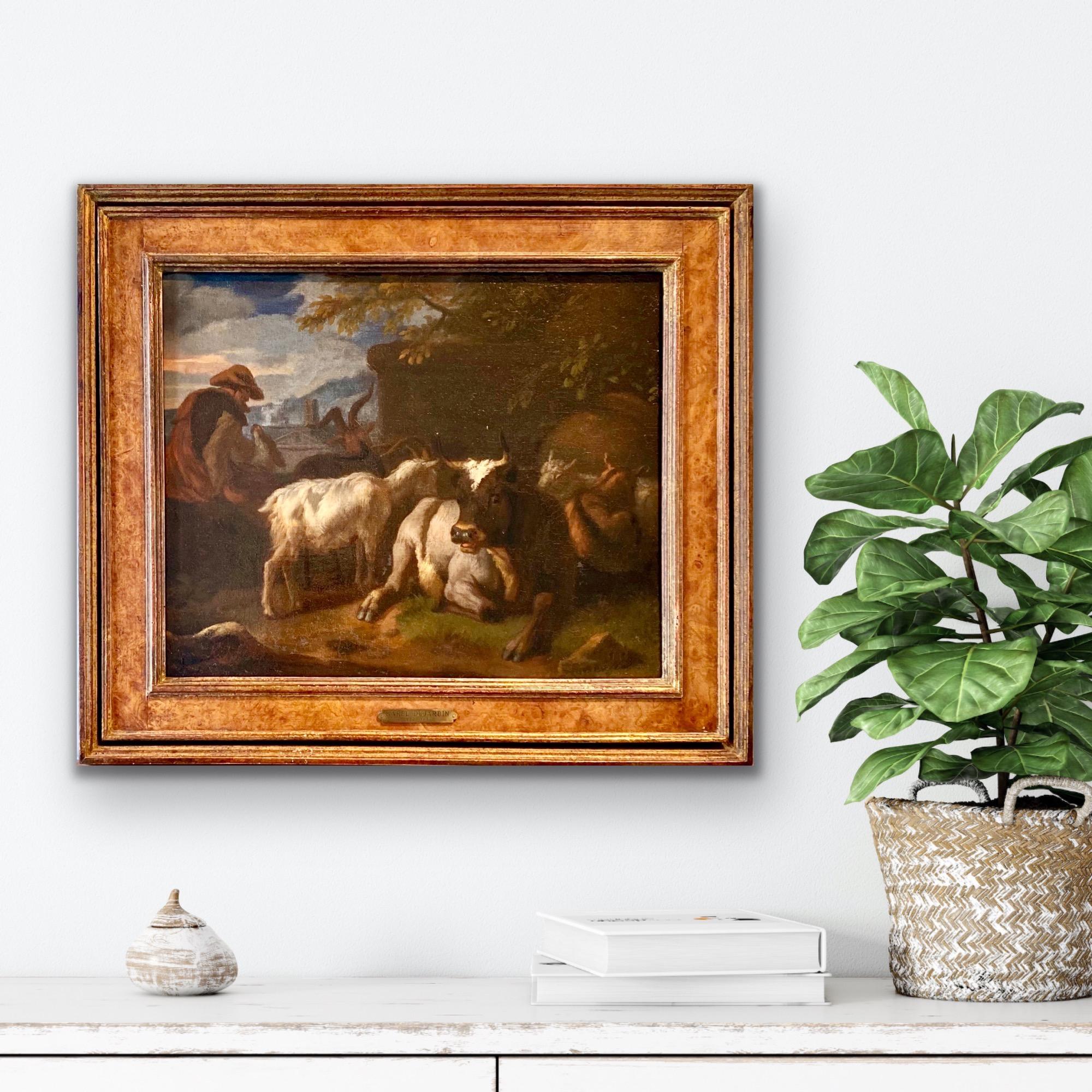 17th century dutch old master painting - A shepherd resting with his cattle 6