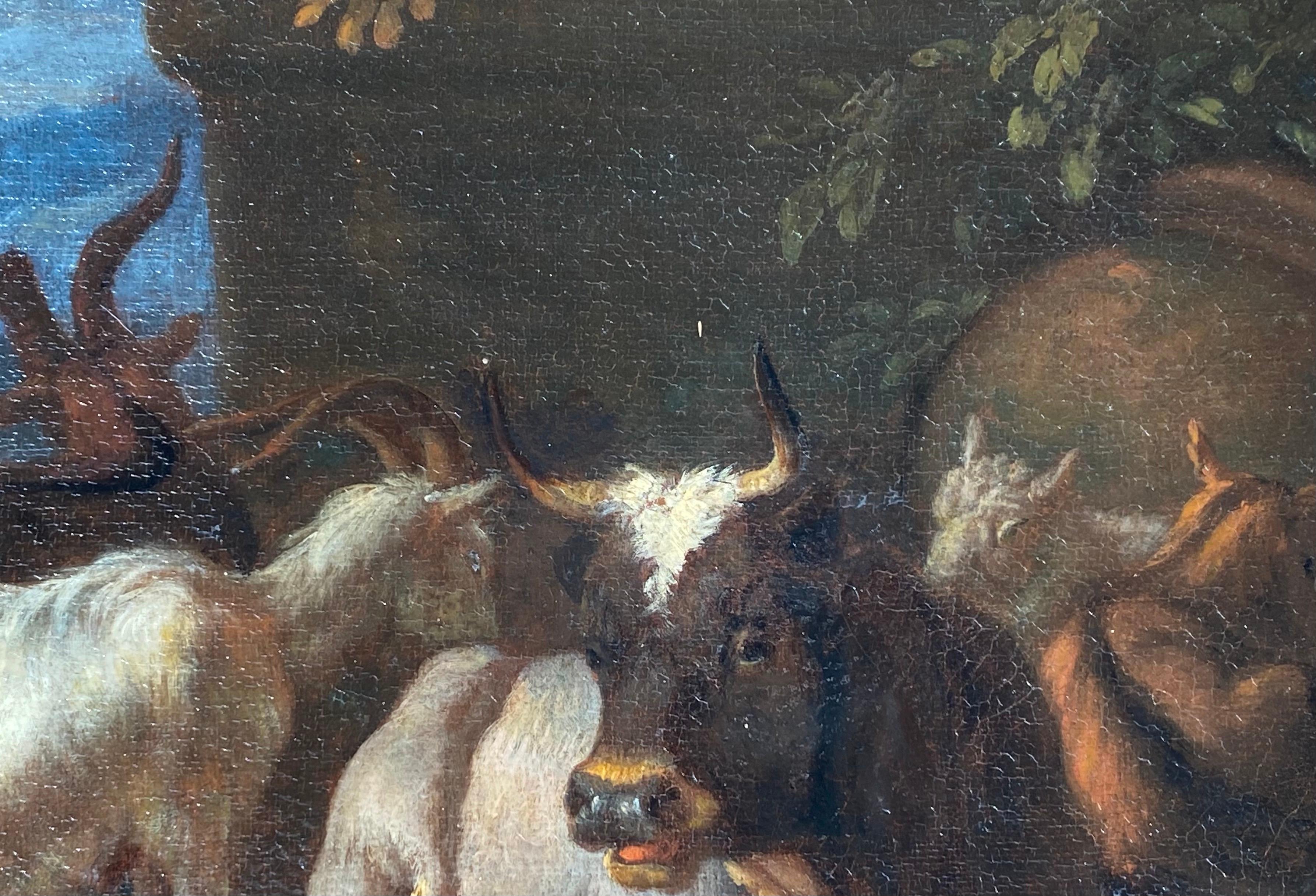 17th century dutch old master painting - A shepherd resting with his cattle 1