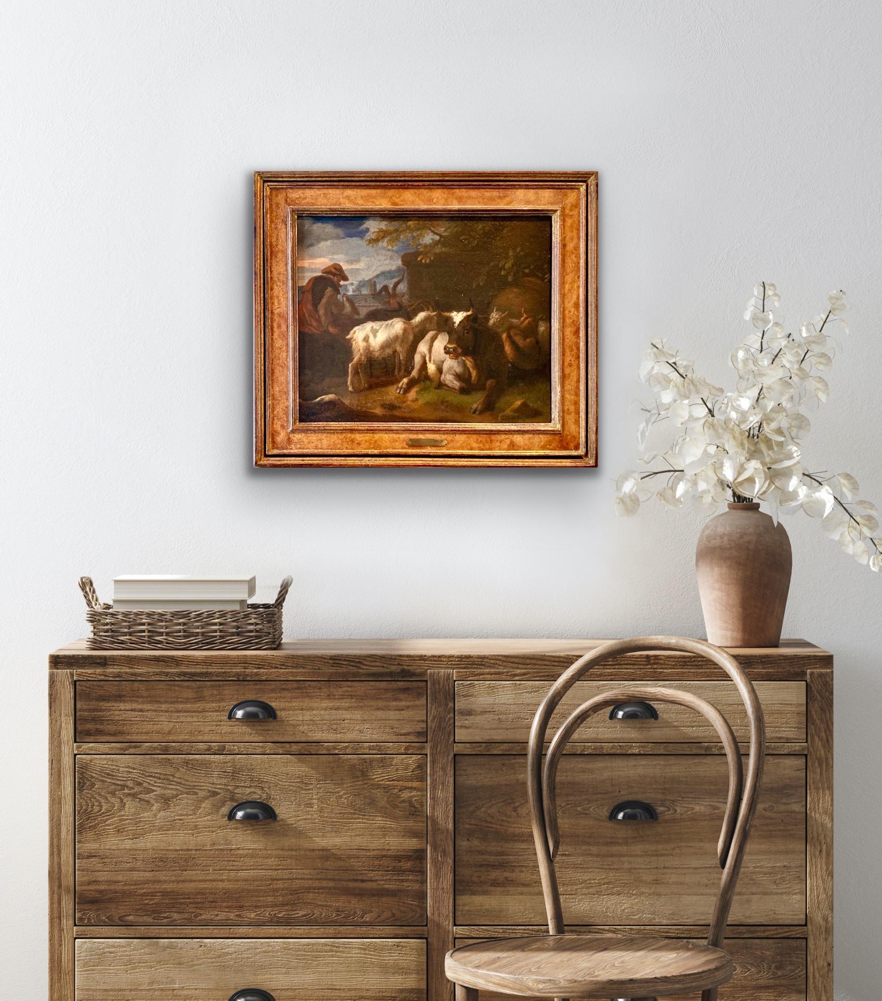 17th century dutch old master painting - A shepherd resting with his cattle 5