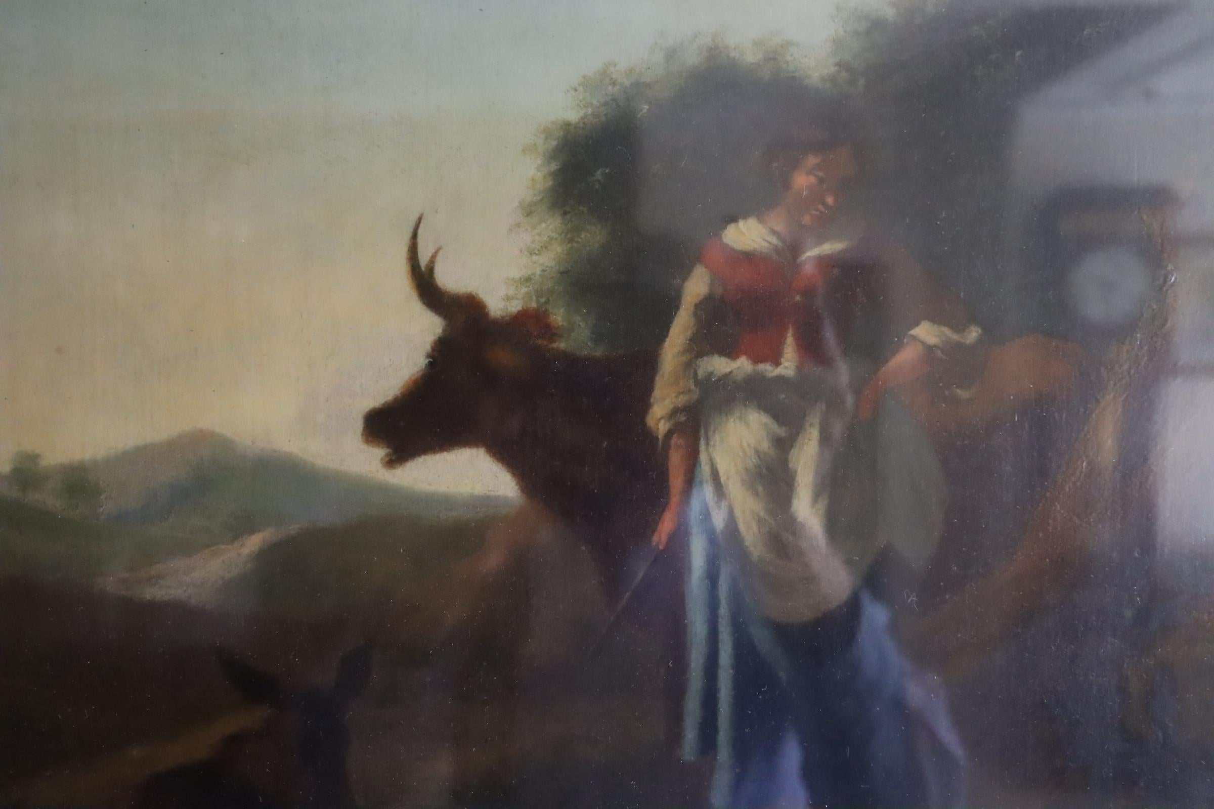 Paysage avec une vache et une jeune fille vers 1656 par Karel DuJardin en vente 1