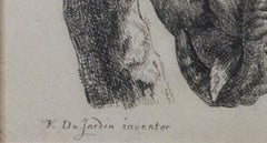 siglo xvii grabado grabado animal boceto carnero oveja árbol blanco y negro firmado