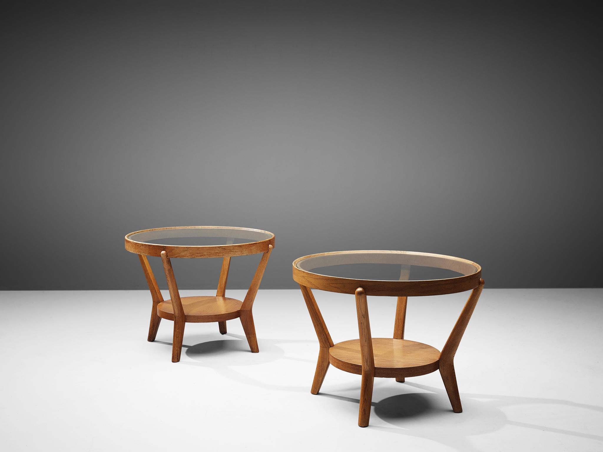 Karel Koželka und Antonín Kropáček Couchtische aus Eiche (Glas) im Angebot