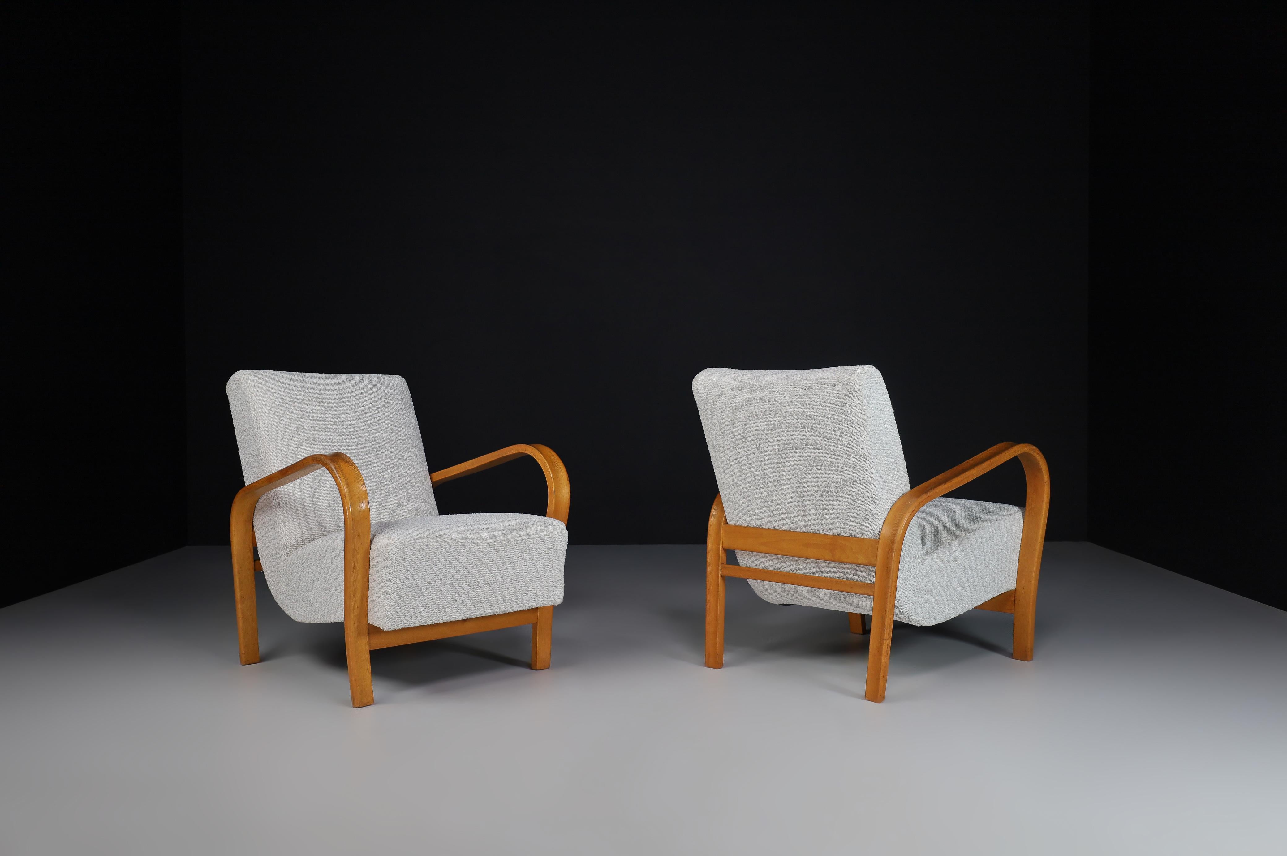 Czech Karel Koželka & Antonín Kropáček Bentwood Armchairs. For Sale