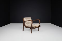 Karel Koželka & Antonín Kropácek Bentwood Armchairs in Floral Fabric