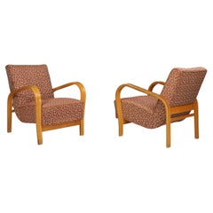 Karel Koželka & Antonín Kropácek Blond Bentwood Armchairs, Prague, 1940s