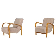 Vintage Karel Koželka & Antonín Kropáček Re-upholstered Bentwood Armchairs, Czechia 1940