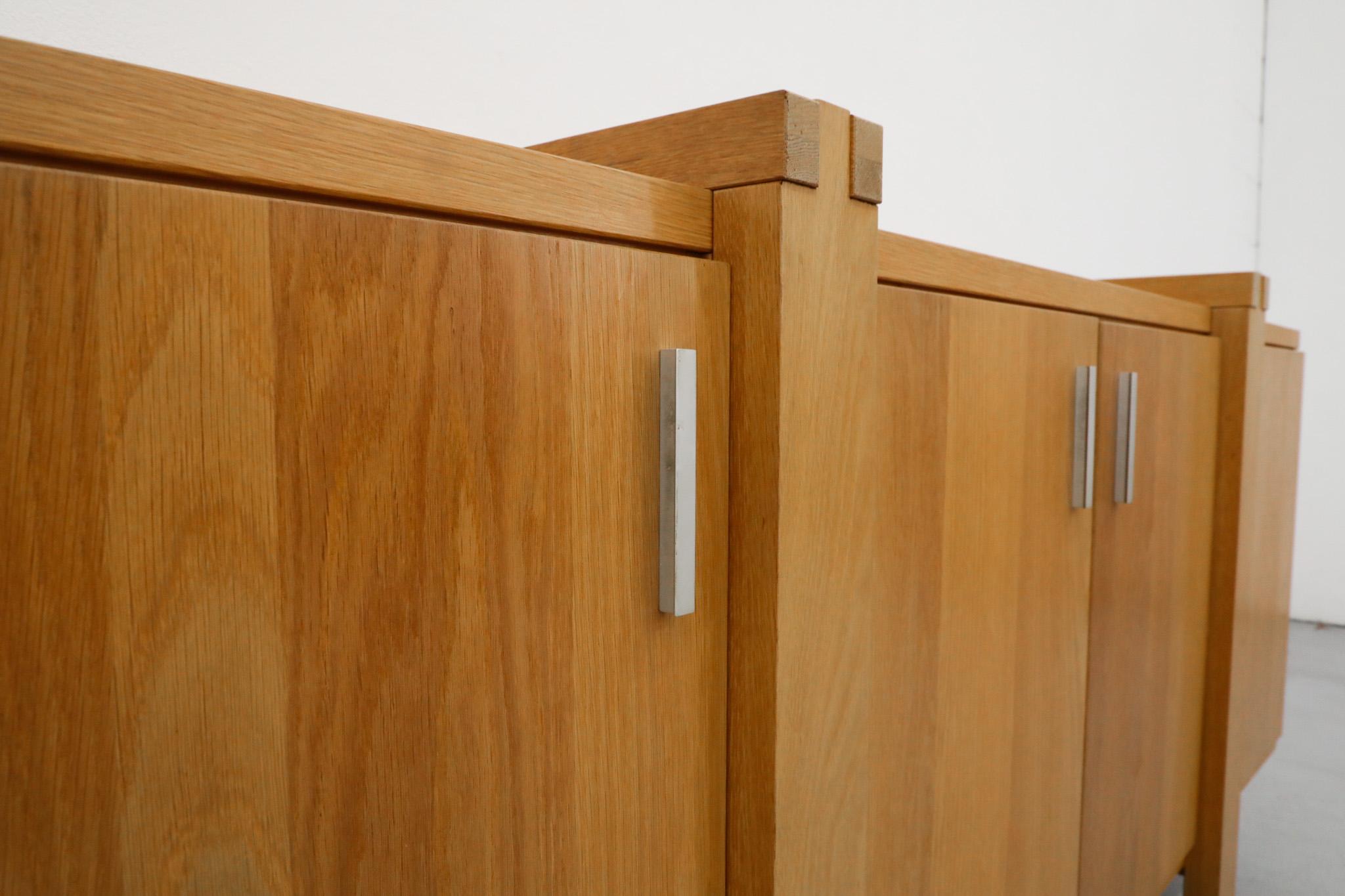 Karel Mintjens Brutalist Oak Sideboard with Aluminum Pulls and Box Joint Detail For Sale 8