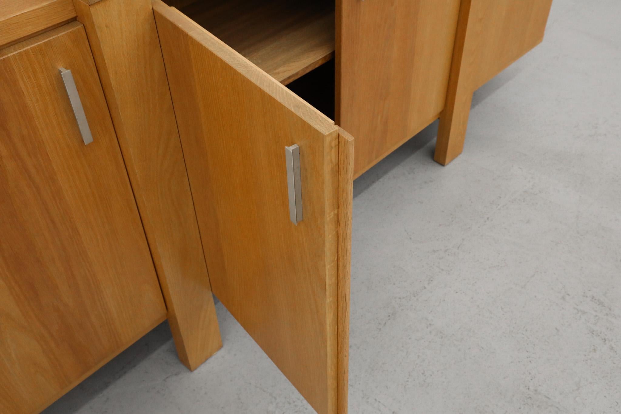 Karel Mintjens Brutalist Oak Sideboard with Aluminum Pulls and Box Joint Detail For Sale 9