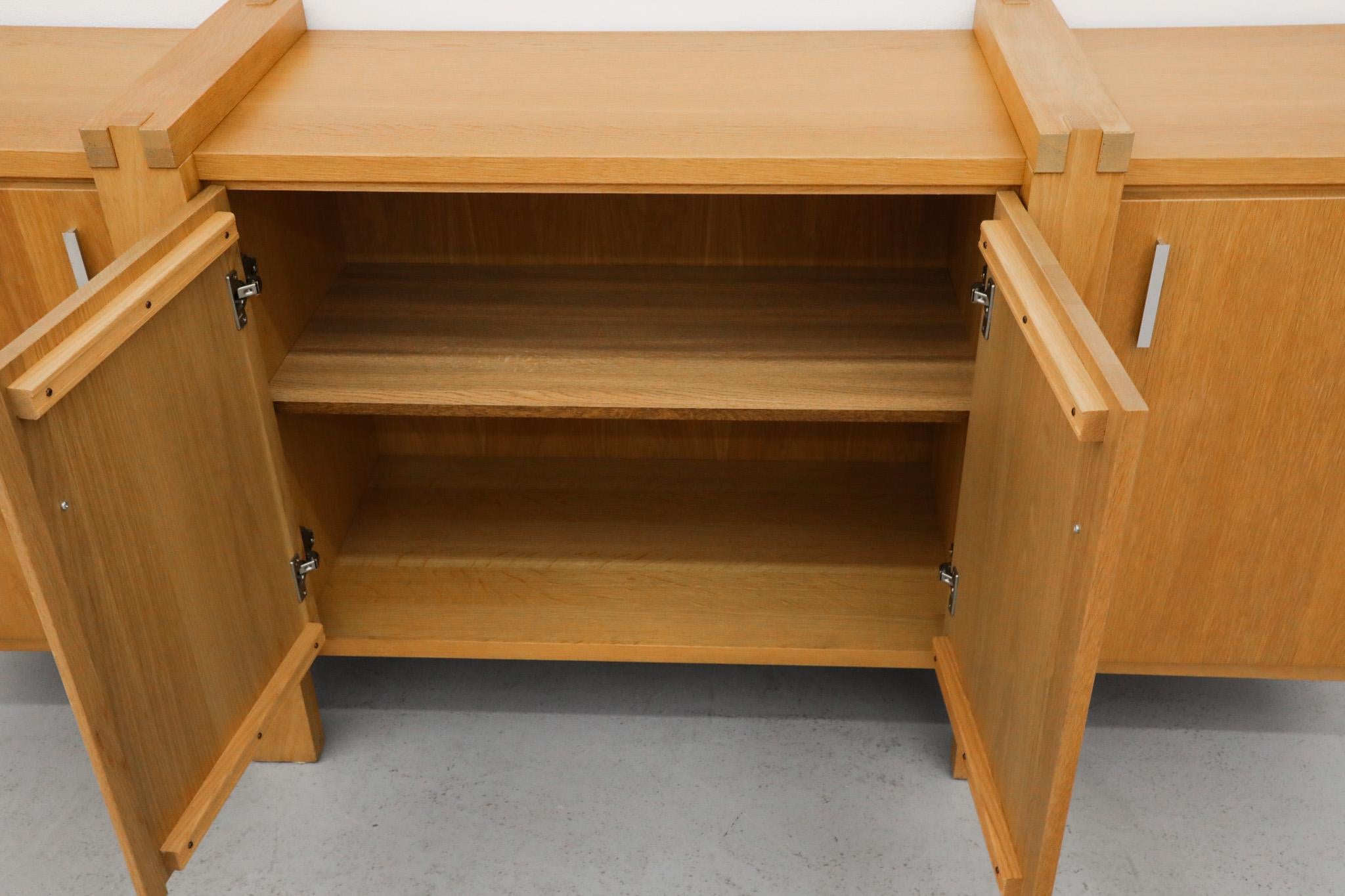 Karel Mintjens Brutalist Oak Sideboard with Aluminum Pulls and Box Joint Detail For Sale 11