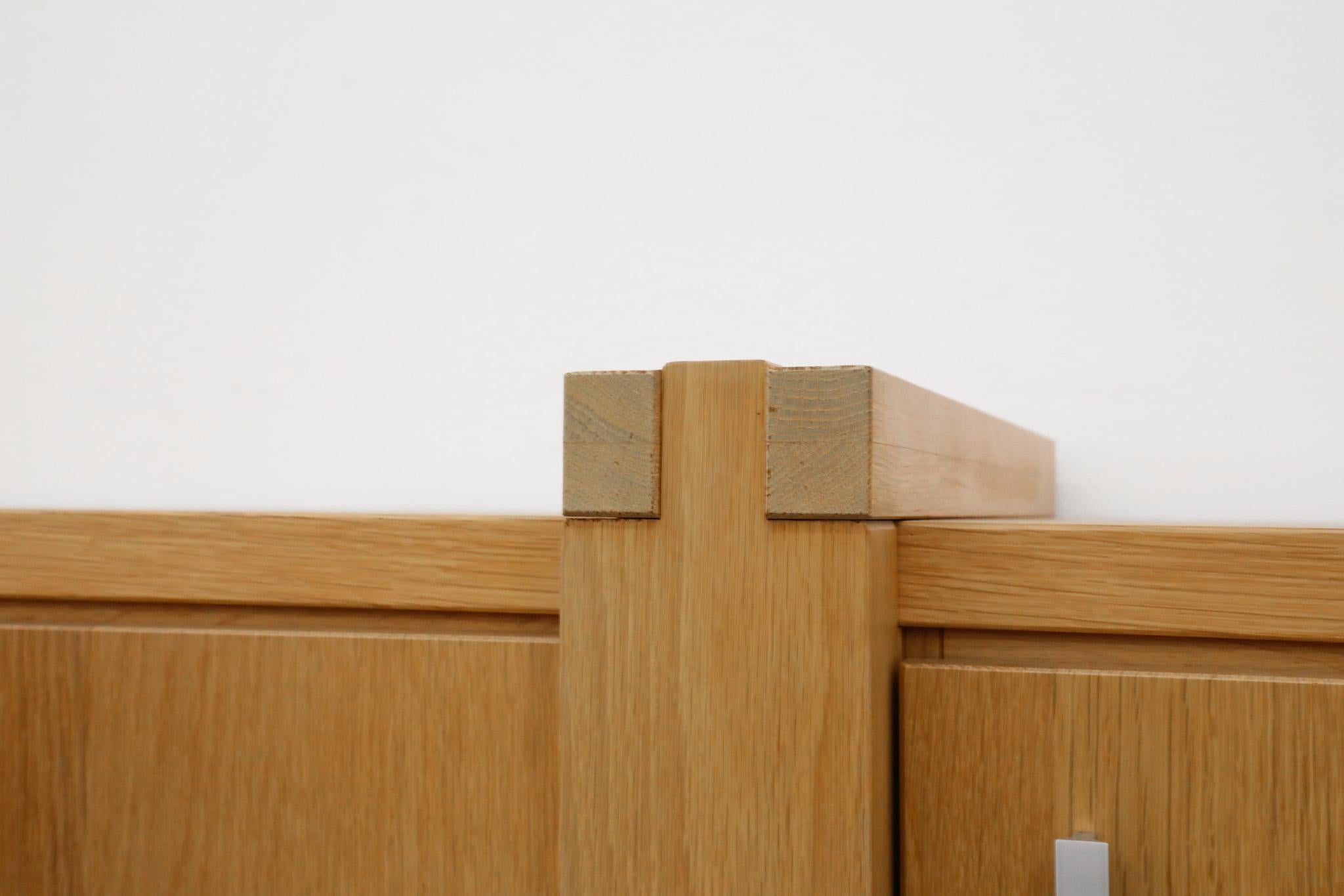 Karel Mintjens Brutalist Oak Sideboard with Aluminum Pulls and Box Joint Detail For Sale 13