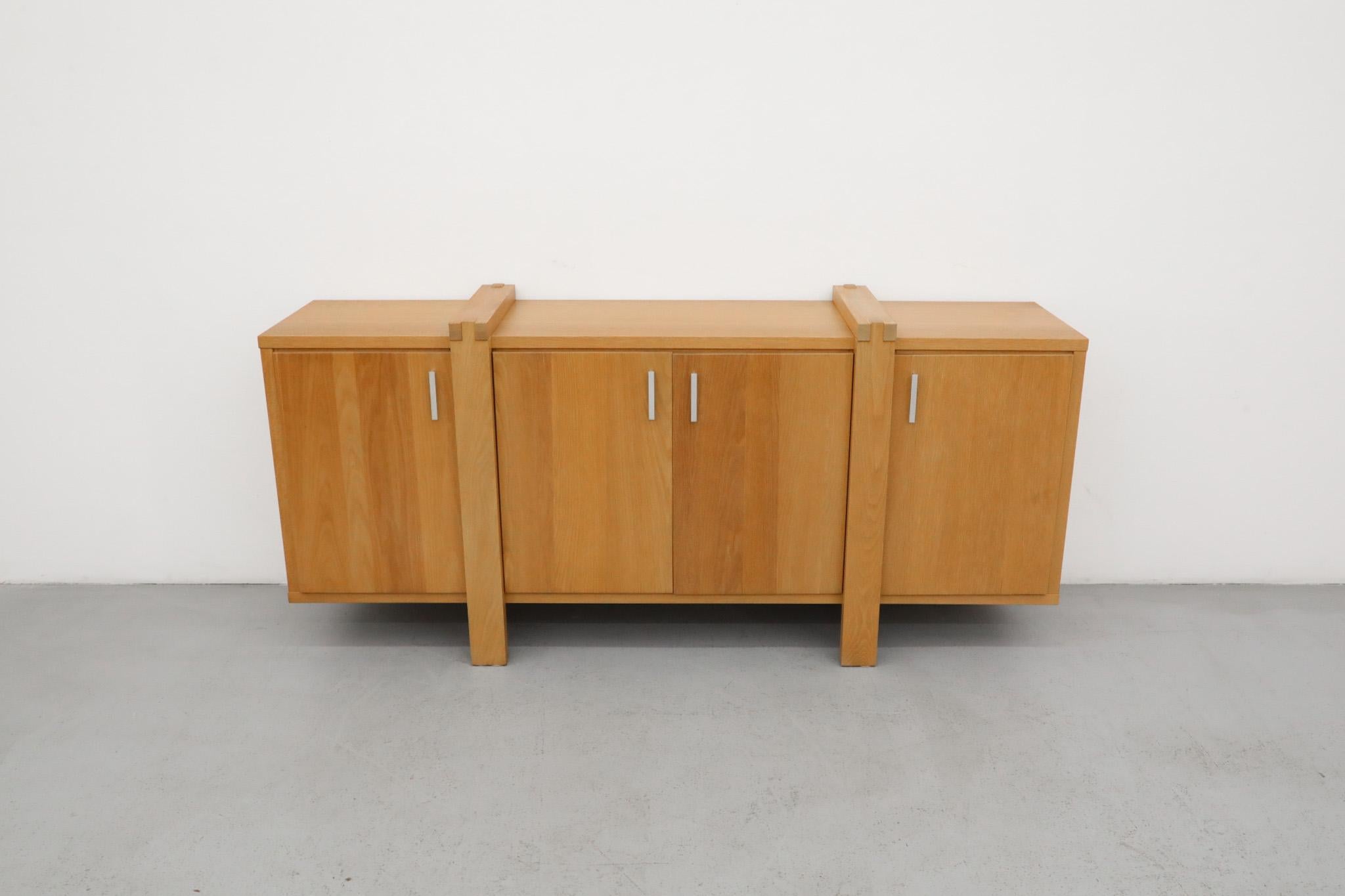Late 20th Century Karel Mintjens Brutalist Oak Sideboard with Aluminum Pulls and Box Joint Detail For Sale