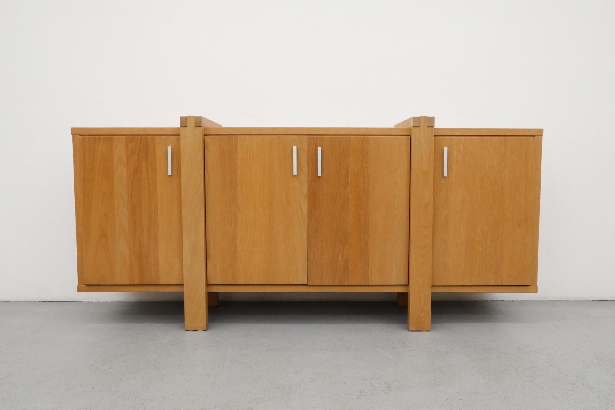 Karel Mintjens Brutalist Oak Sideboard with Aluminum Pulls and Box Joint Detail For Sale 1