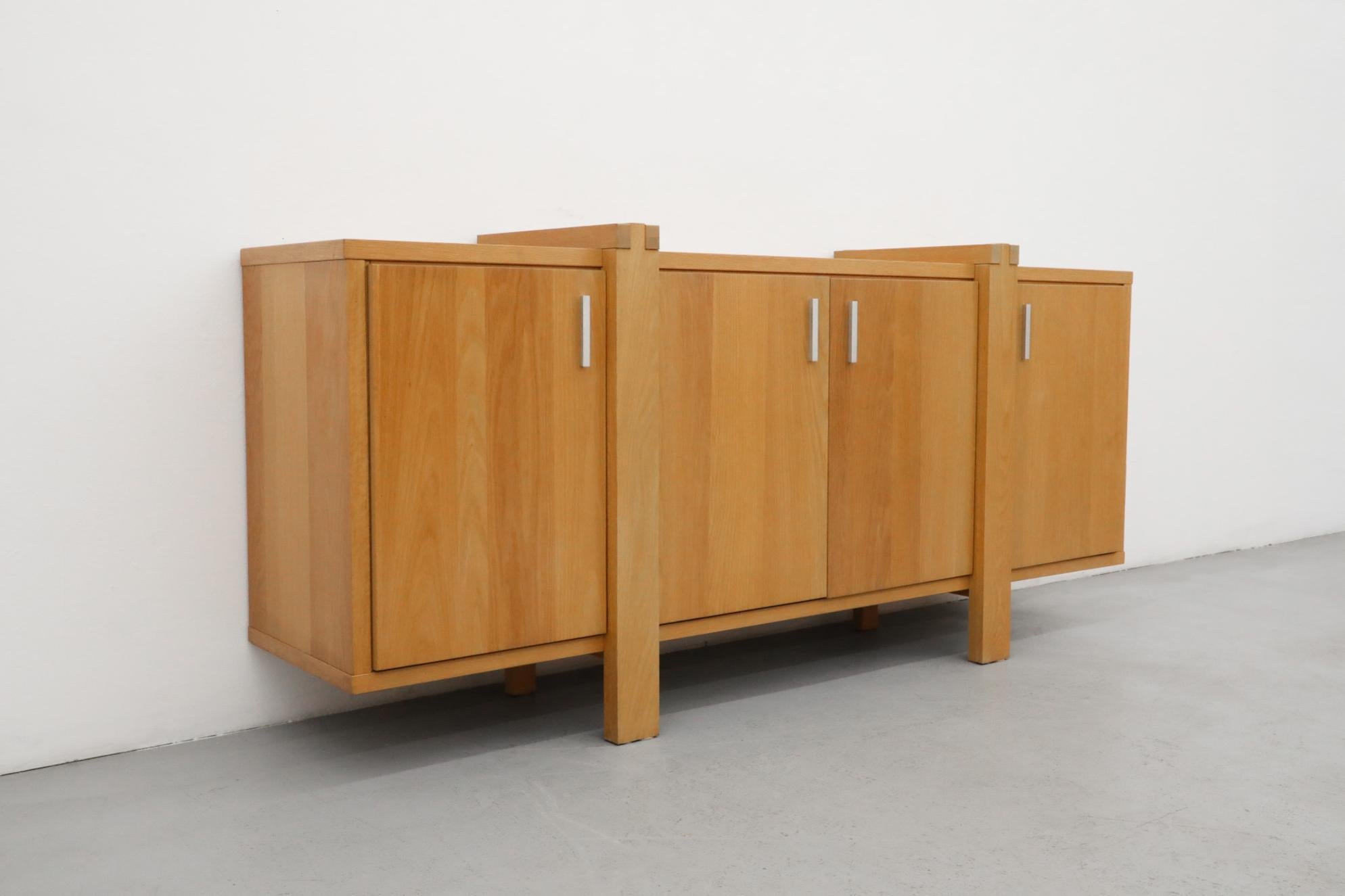 Karel Mintjens Brutalist Oak Sideboard with Aluminum Pulls and Box Joint Detail For Sale 2