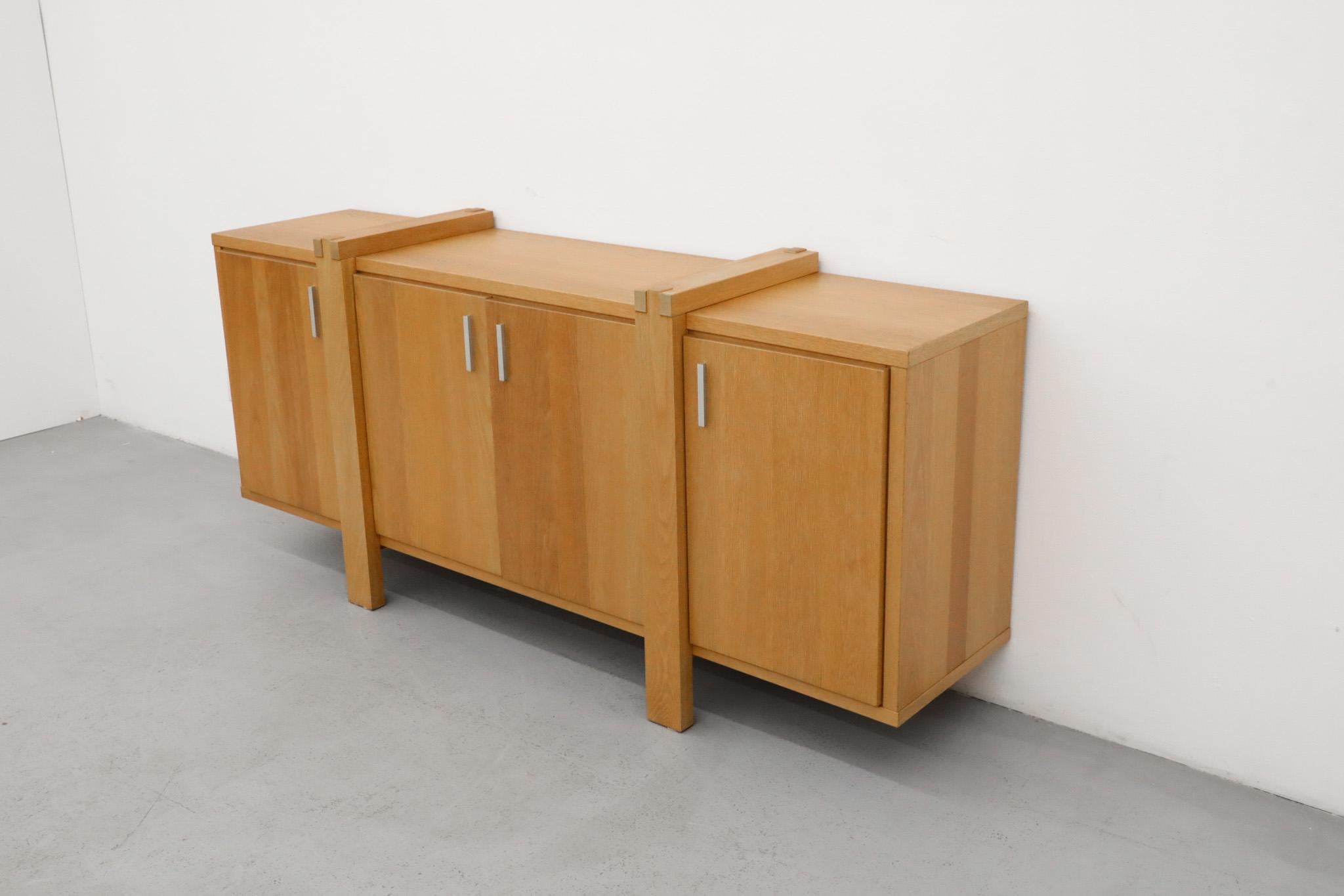 Karel Mintjens Brutalist Oak Sideboard with Aluminum Pulls and Box Joint Detail For Sale 3