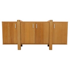 Karel Mintjens Brutalist Oak Sideboard with Aluminum Pulls and Box Joint Detail