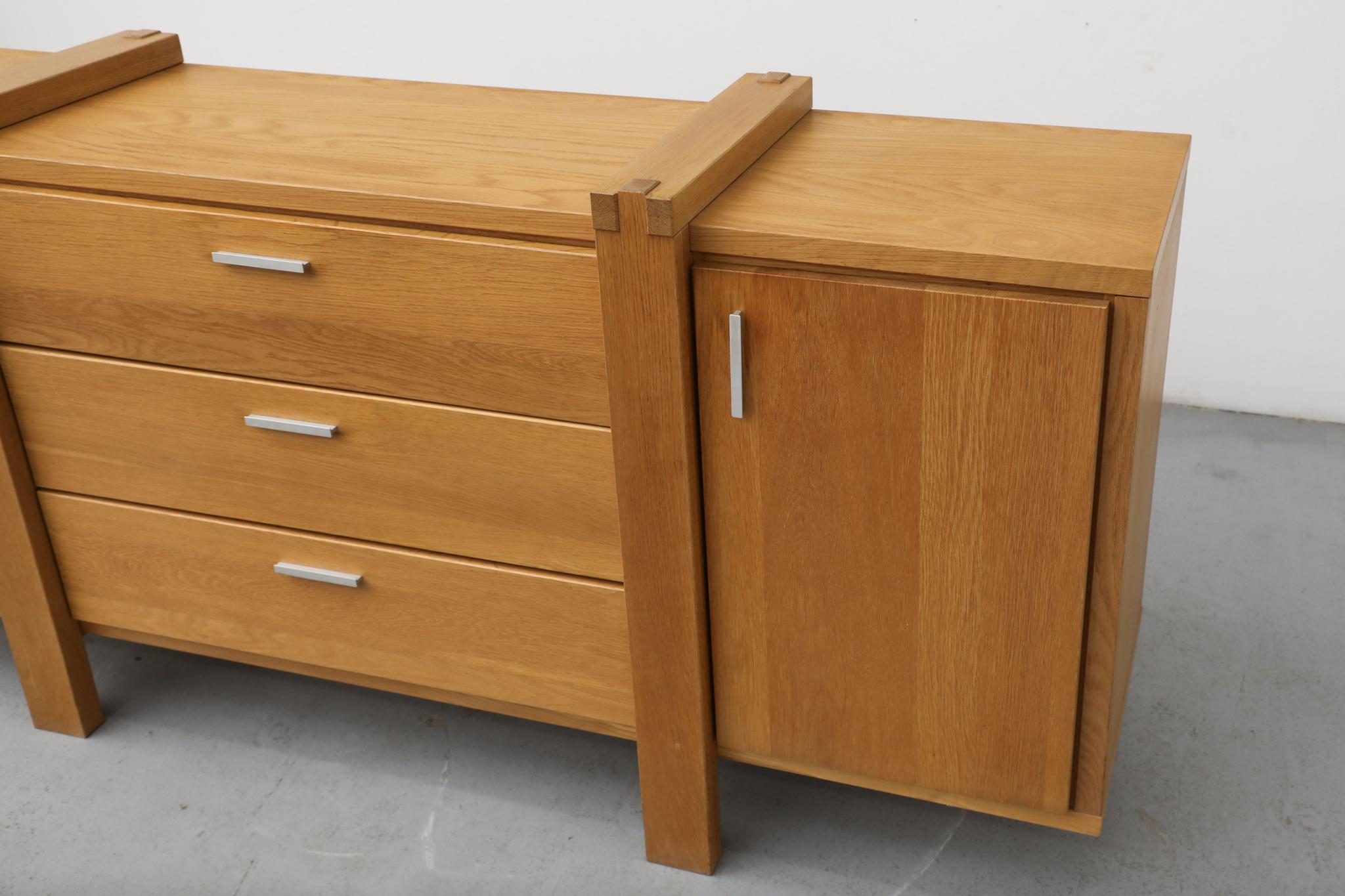 Karel Mintjens Brutalist Oak Sideboards with Aluminum Pulls For Sale 5