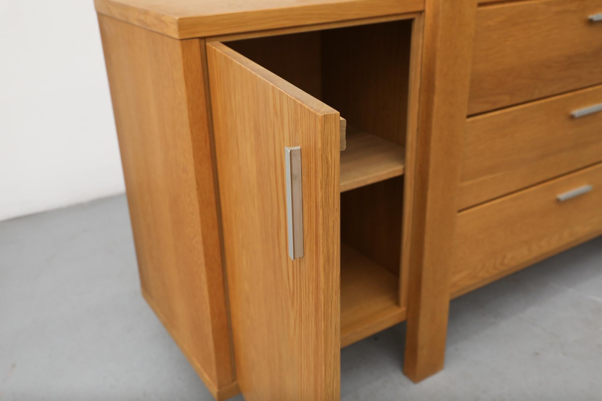 Karel Mintjens Brutalist Oak Sideboards with Aluminum Pulls For Sale 6