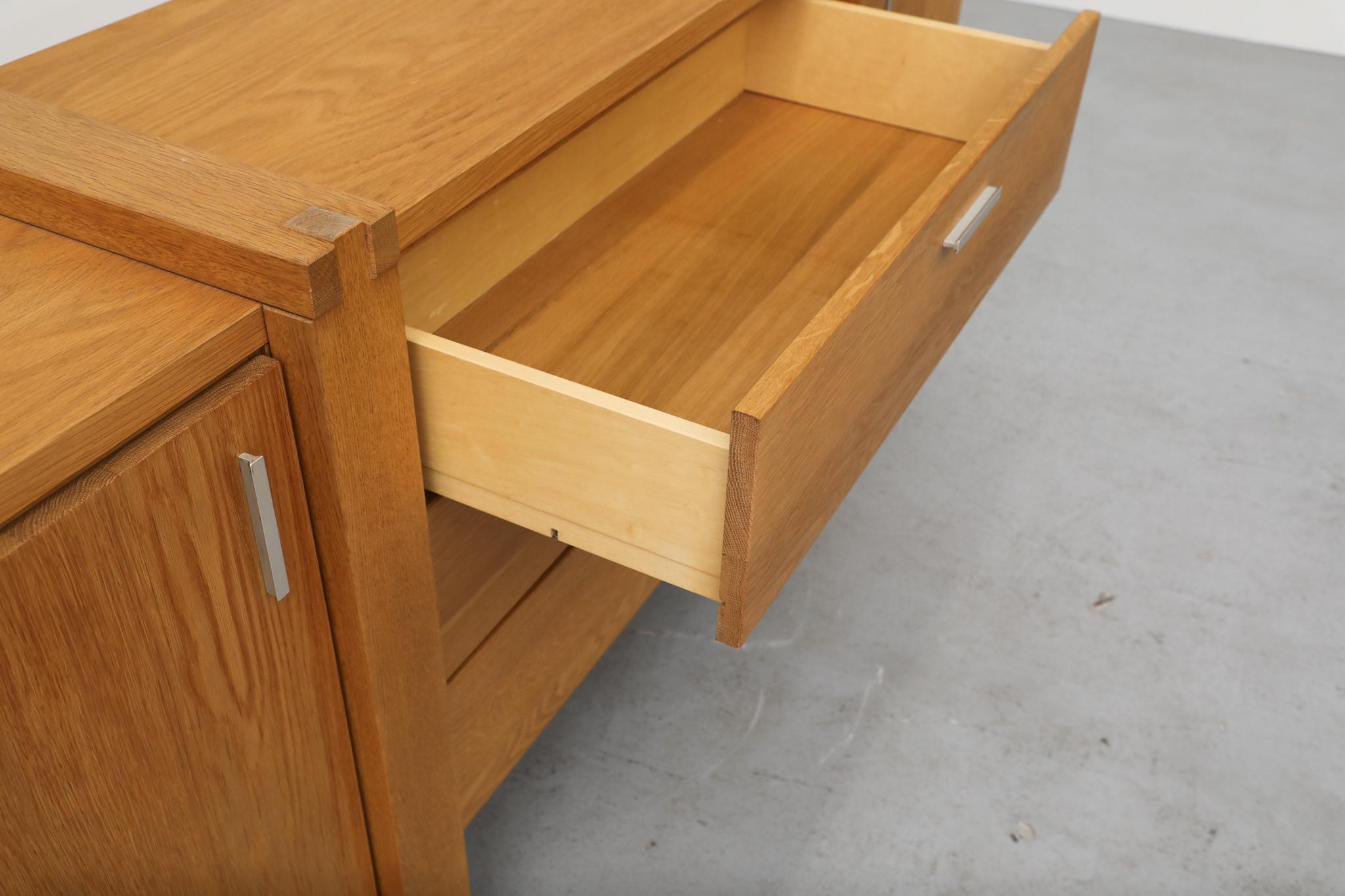 Karel Mintjens Brutalist Oak Sideboards with Aluminum Pulls For Sale 7