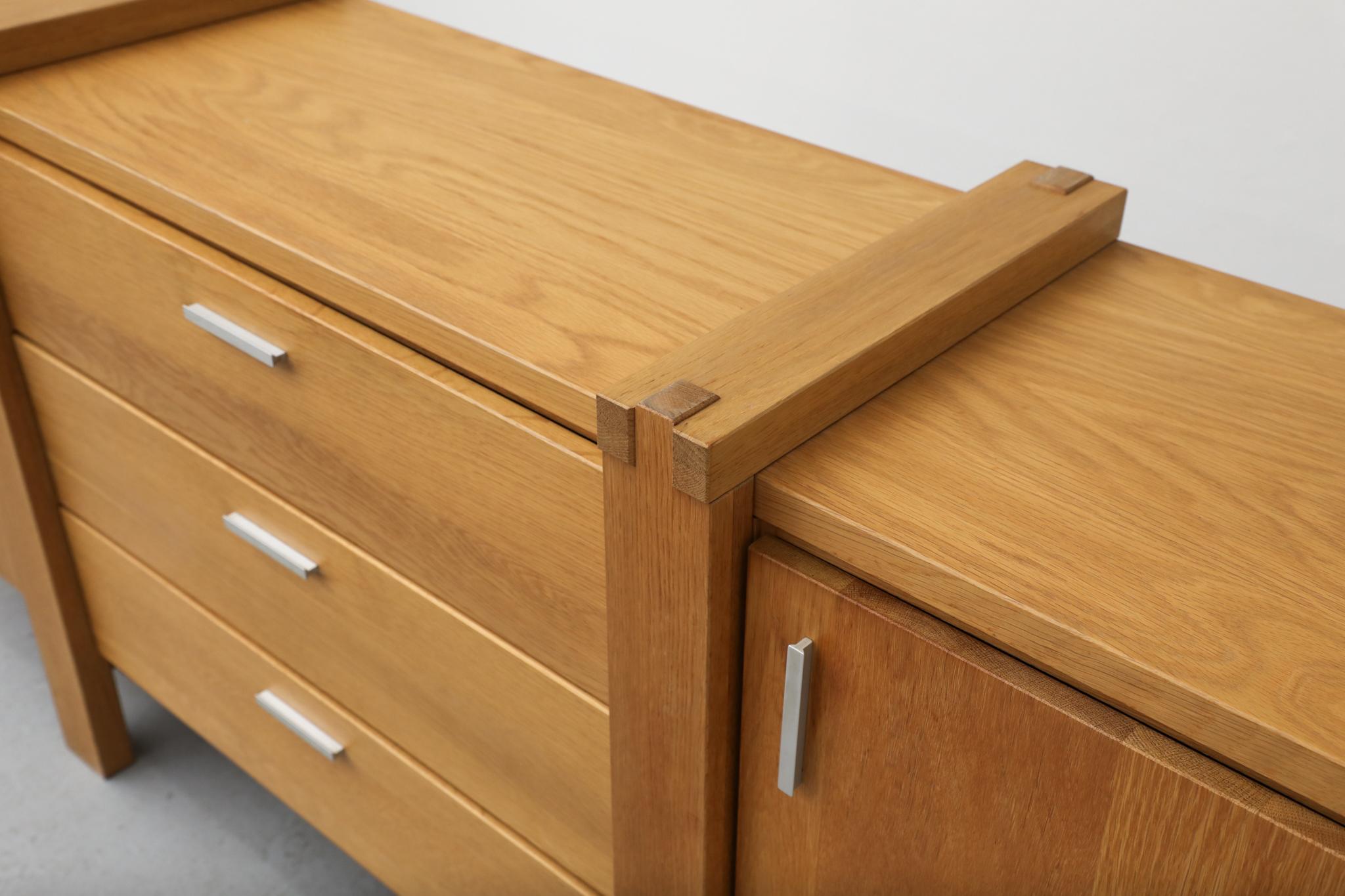 Karel Mintjens Brutalist Oak Sideboards with Aluminum Pulls For Sale 8