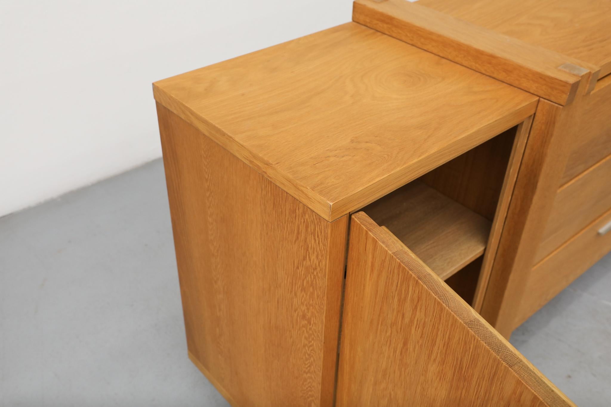 Karel Mintjens Brutalist Oak Sideboards with Aluminum Pulls For Sale 10