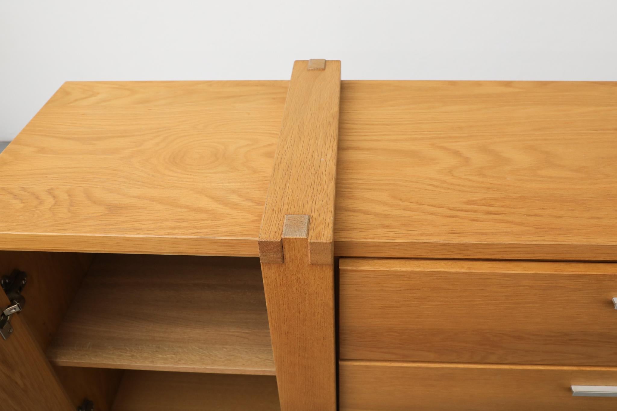 Karel Mintjens Brutalist Oak Sideboards with Aluminum Pulls For Sale 11