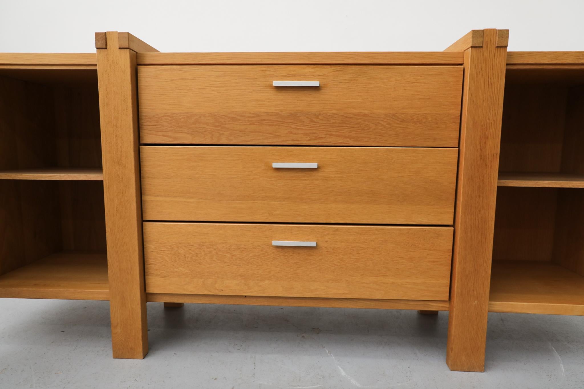 Karel Mintjens Brutalist Oak Sideboards with Aluminum Pulls For Sale 12
