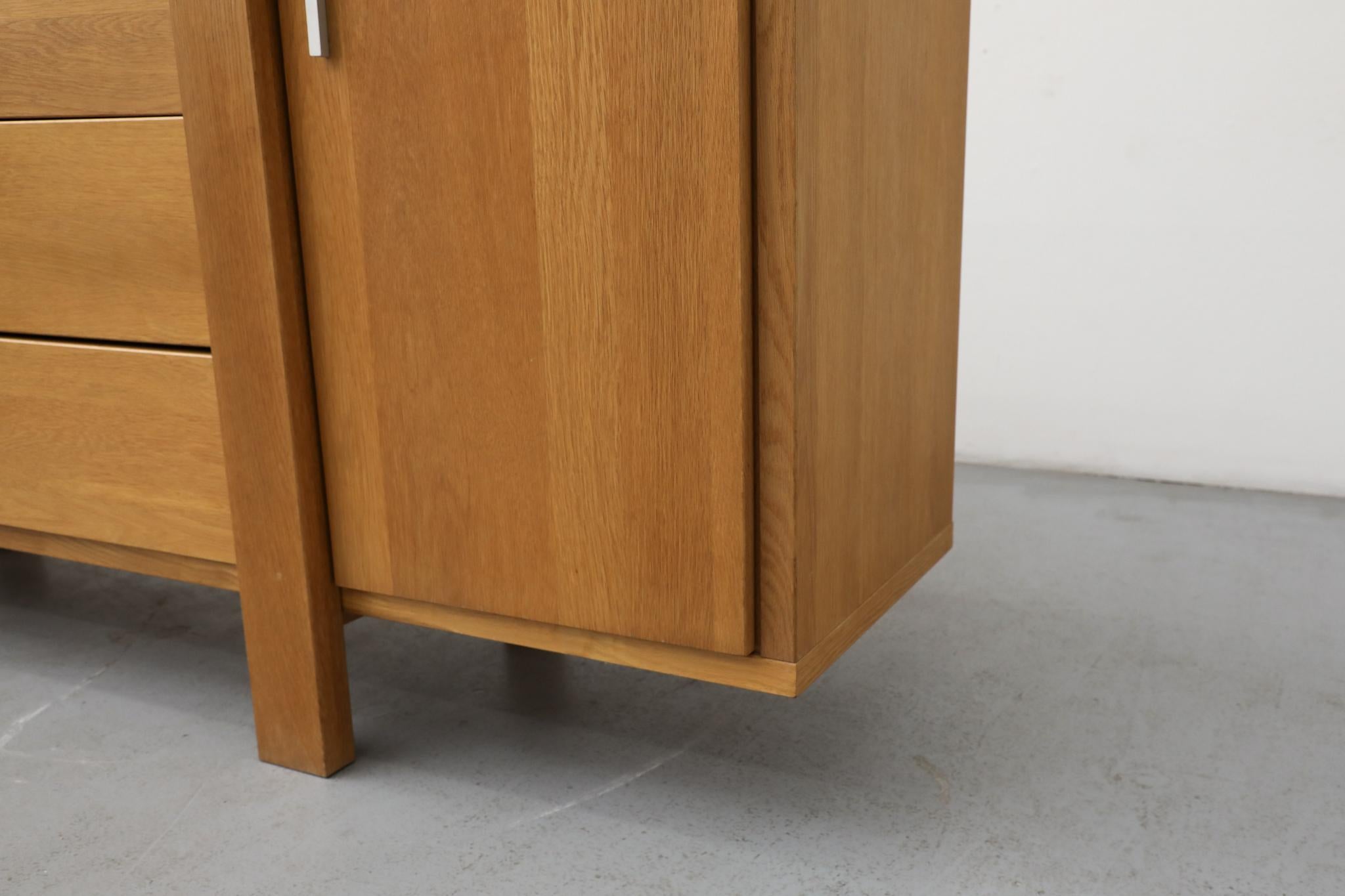 Karel Mintjens Brutalist Oak Sideboards with Aluminum Pulls For Sale 13