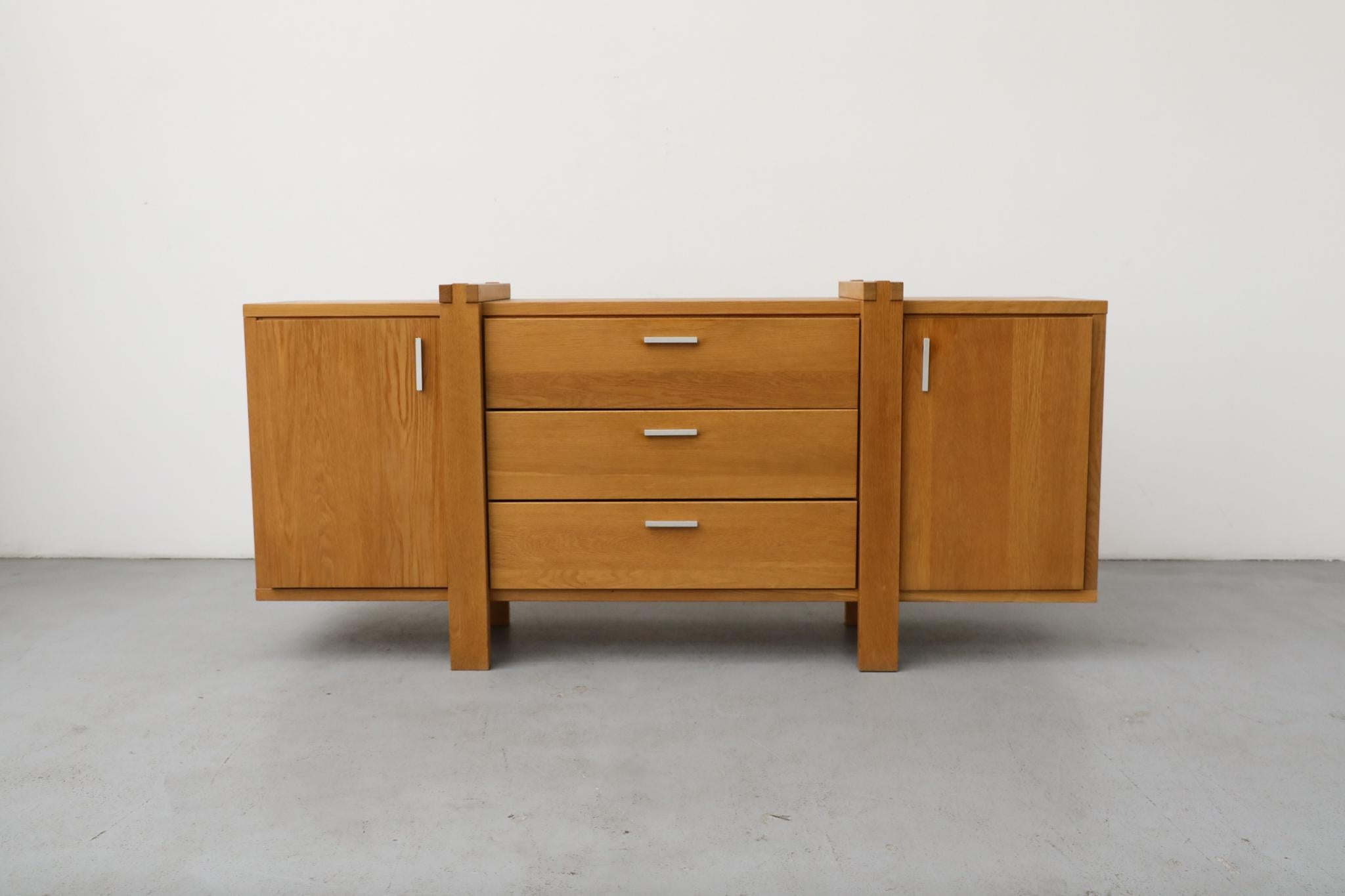Belgian Karel Mintjens Brutalist Oak Sideboards with Aluminum Pulls For Sale