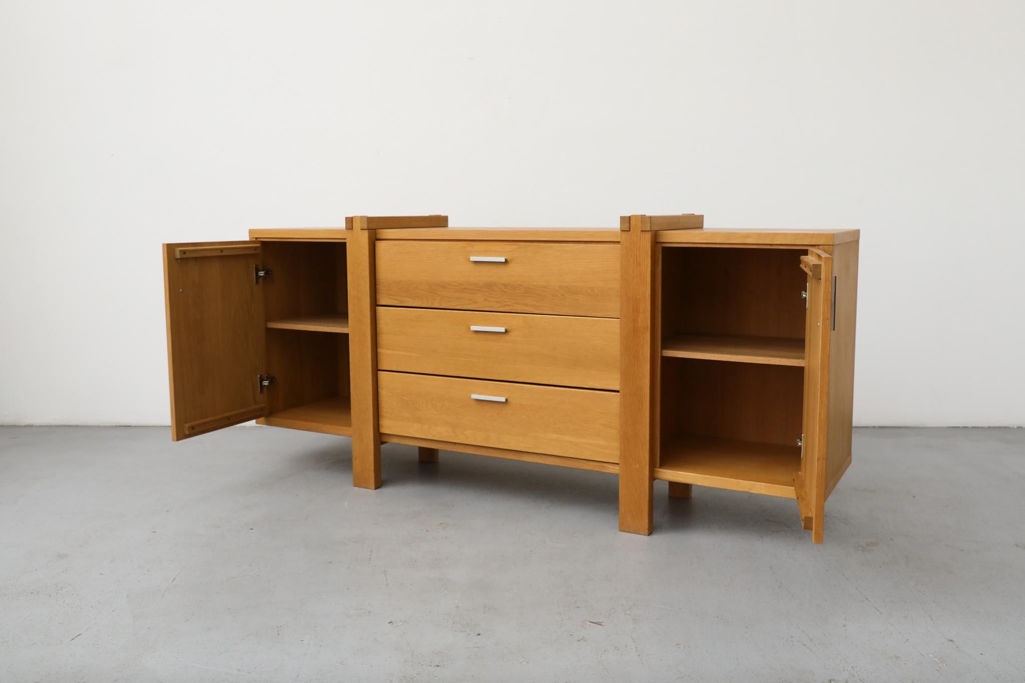 Late 20th Century Karel Mintjens Brutalist Oak Sideboards with Aluminum Pulls For Sale