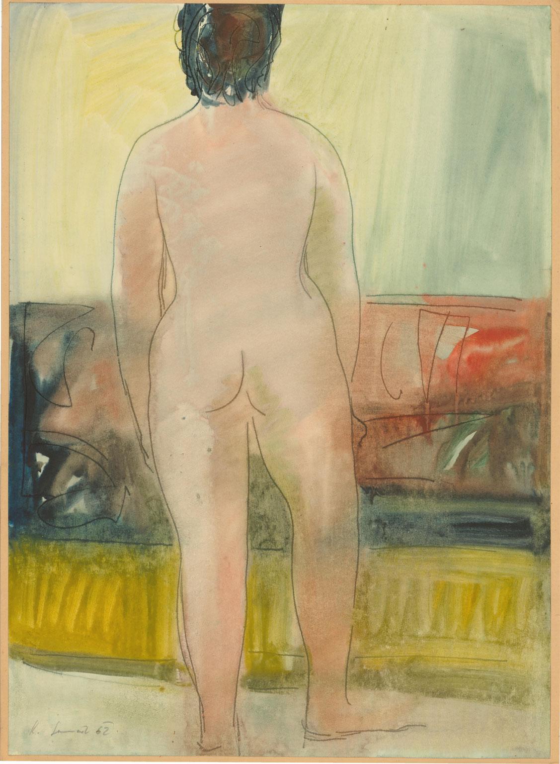 Karel Soucek (1915-1982) - Signed 1962 Monotype, Vibrant Standing Nude 1