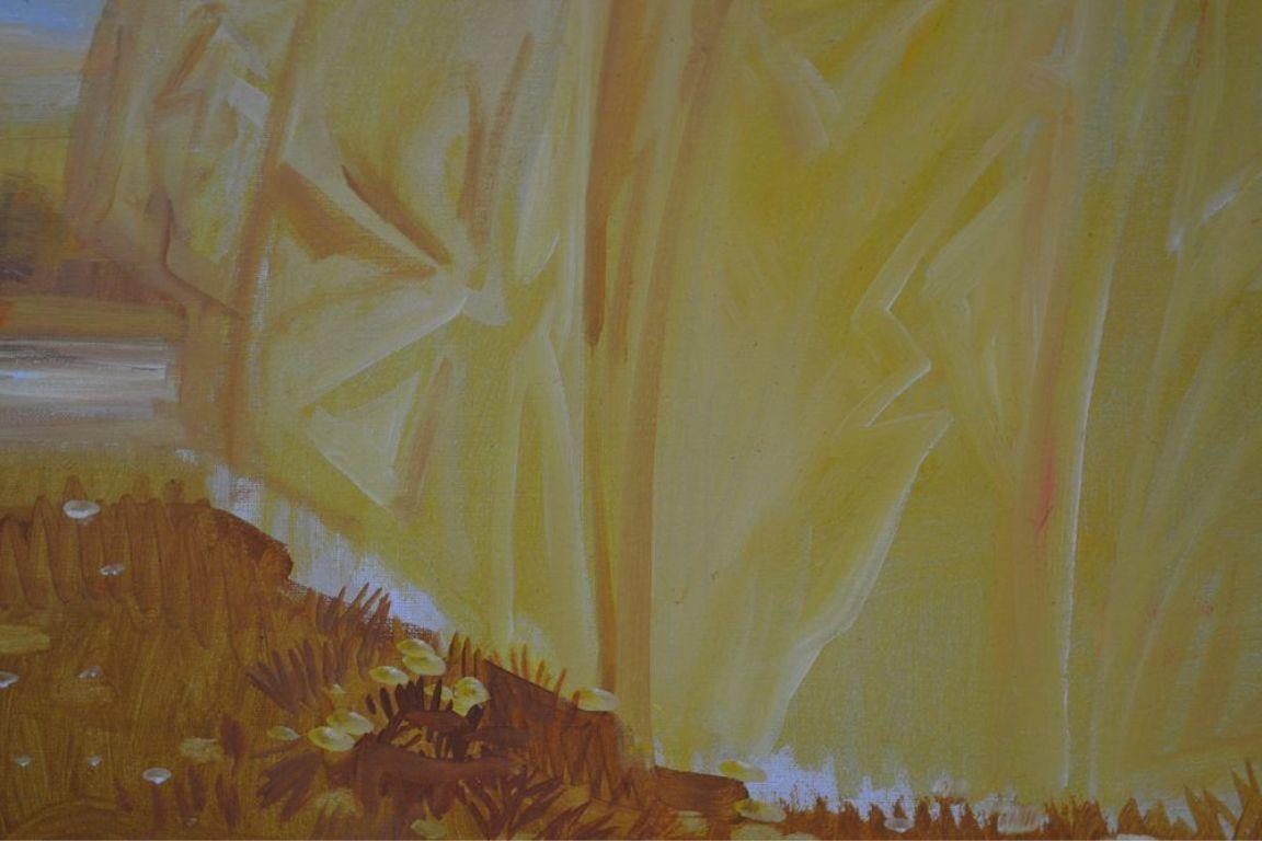 Karel Van Belle. Large art deco oil on canvas. A Lady in Autumn In Excellent Condition In Barjols, FR
