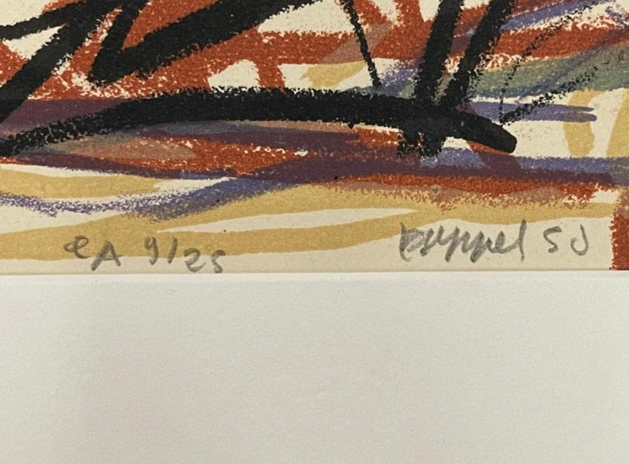 Karen Appel (Dutch, geb. 1921-d. 2006) Abstrakte signierte E/A Lithographie, 1950.  (Mitte des 20. Jahrhunderts) im Angebot