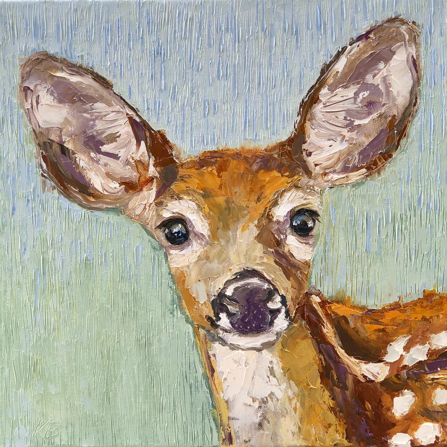 Karen Barton Animal Painting - Gentle Curiosity, Oil Painting