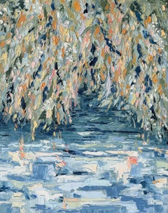 Riflesso delicato, dipinto astratto a olio