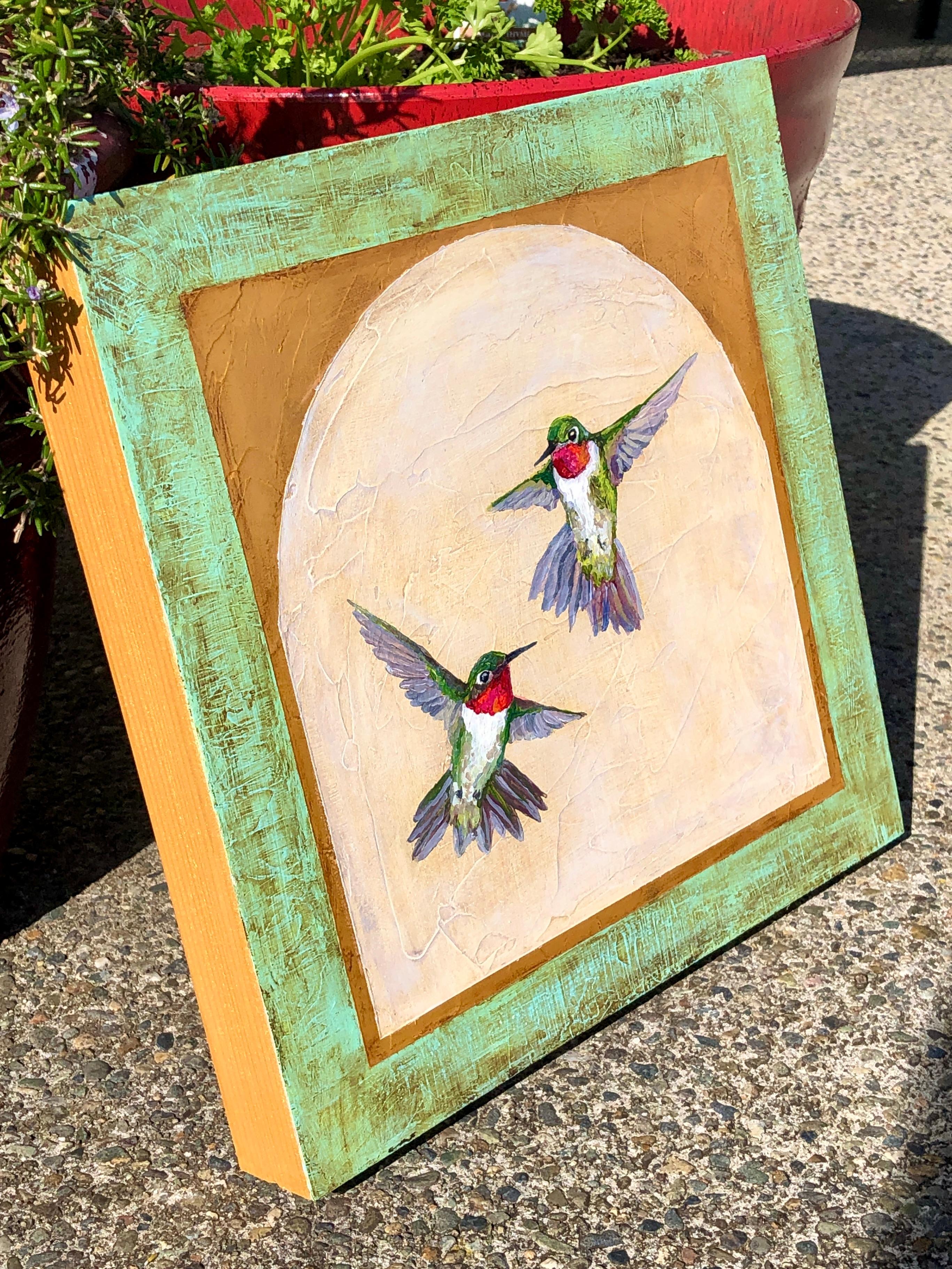 Gift of Flight, Original Painting - Beige Animal Painting by Karen Barton