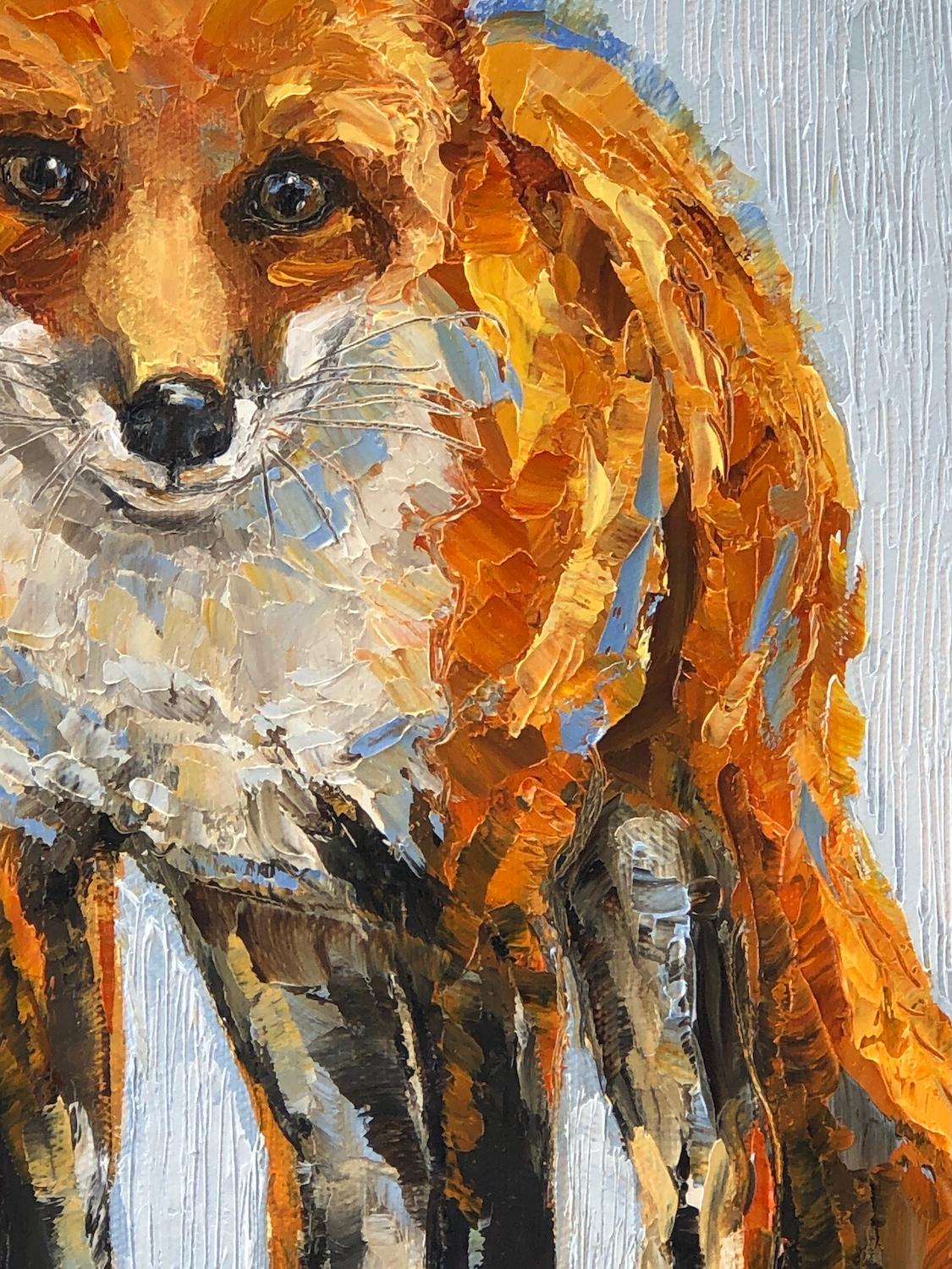 Stiller Beobachter, Ölgemälde (Grau), Animal Painting, von Karen Barton