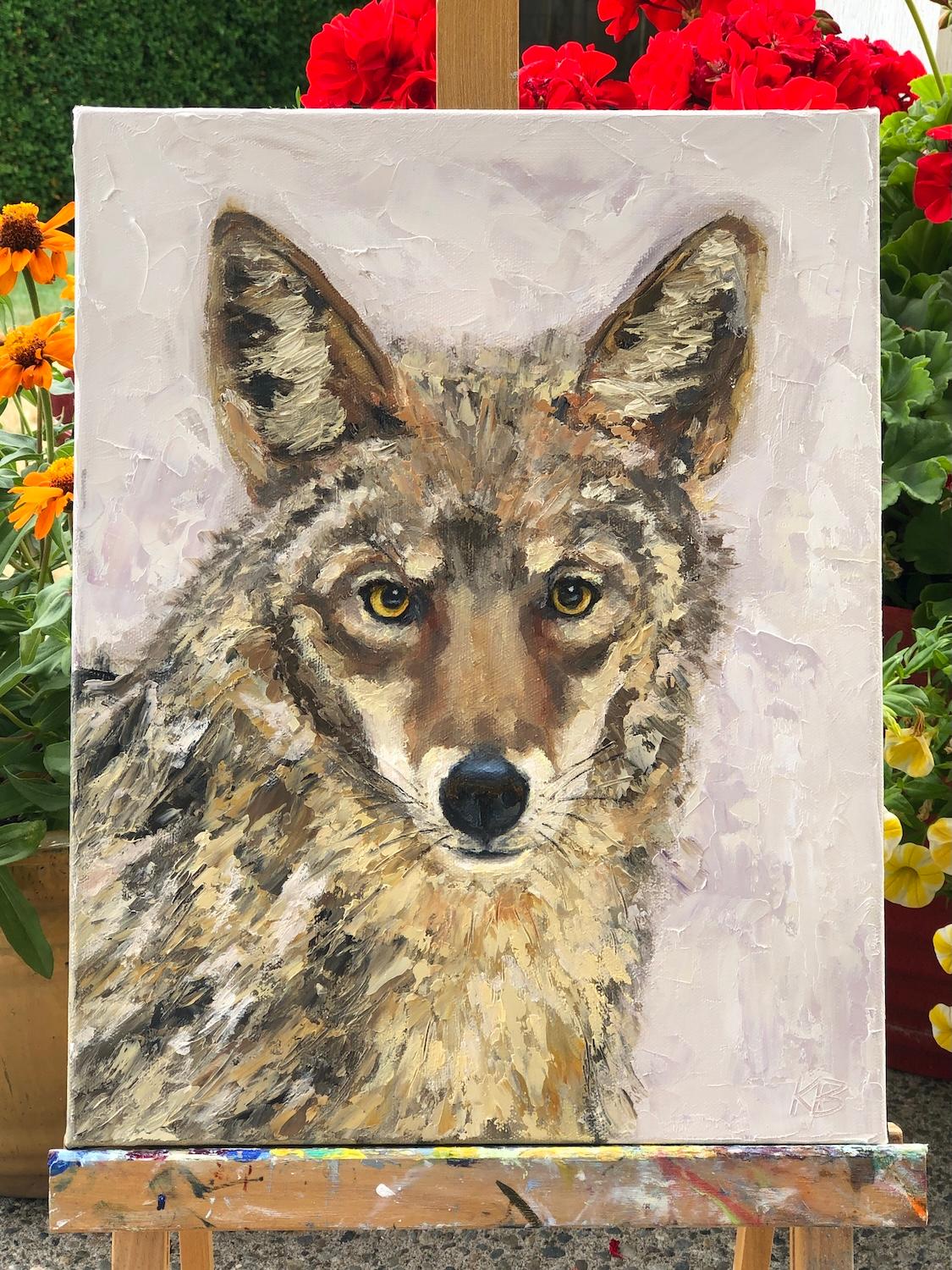 <p>Artist Comments<br>Inspired by the coyoteâ€™s clever nature and striking presence, this portrait aims to capture both its likeness and spirit. The textured background and fur emphasize the animalâ€™s quiet intelligence and soft expression. Artist