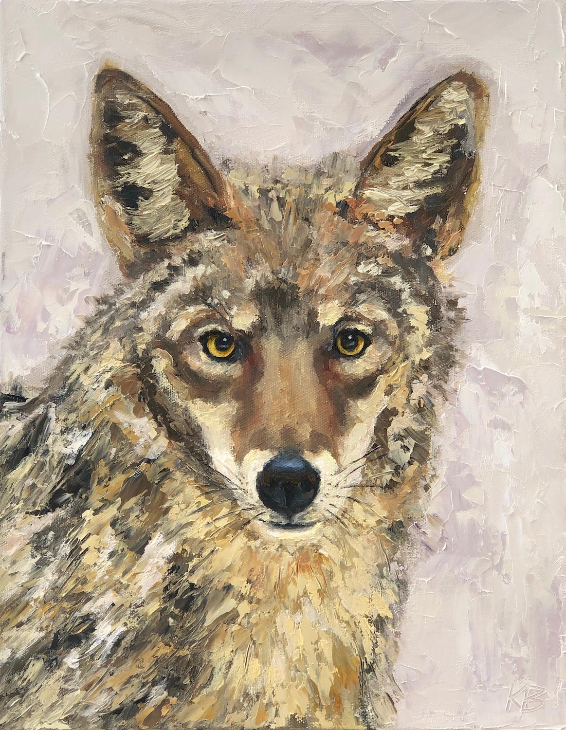 Riley Coyote, Oil Painting - Art by Karen Barton