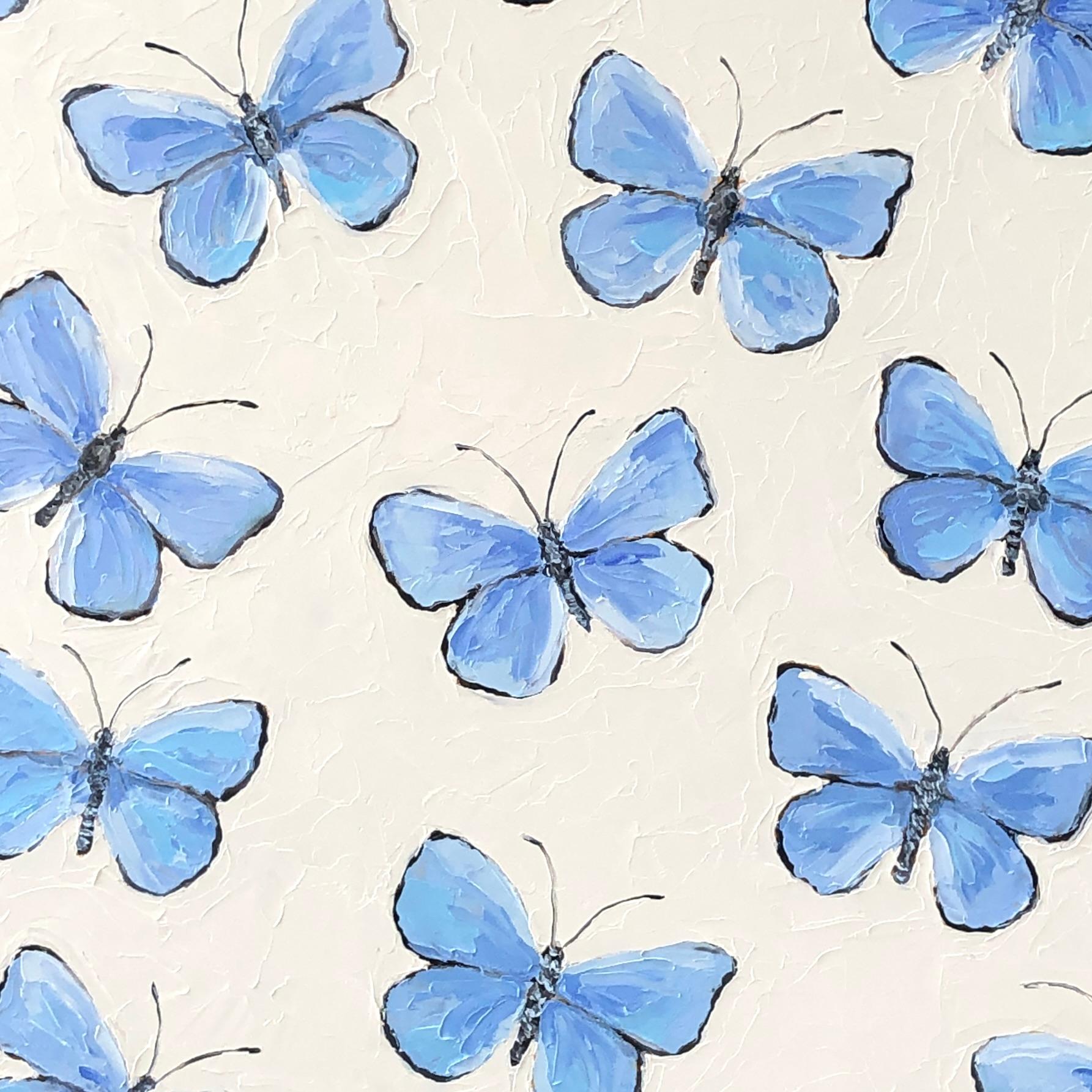Susurros de azul, Pintura al óleo - Animal Painting Gris de Karen Barton