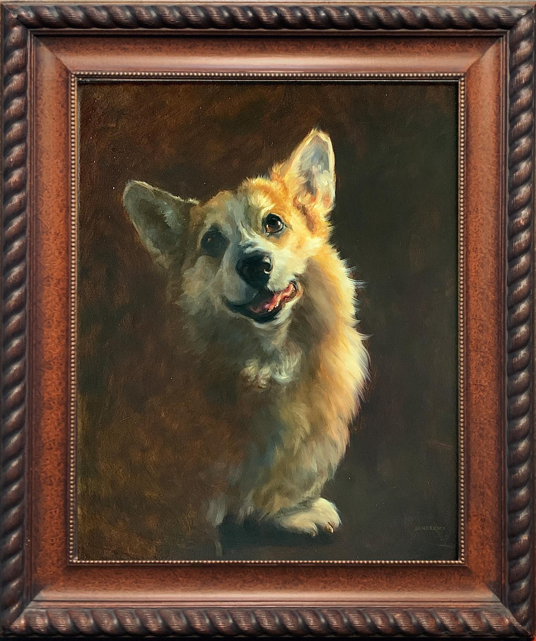 Corgi - Realist Painting by Karen Bendersky