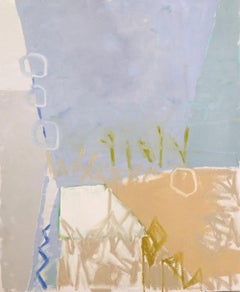 Paseo por París de Karen Blair, Gran cuadro abstracto contemporáneo con azul