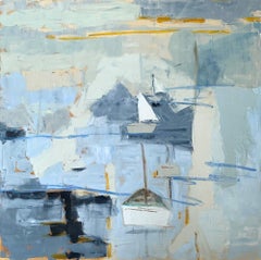 Sail Away von Karen Blair, großes zeitgenössisches abstraktes Gemälde mit Blau