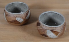 Karen Boel pair of partly glazed stoneware bowls